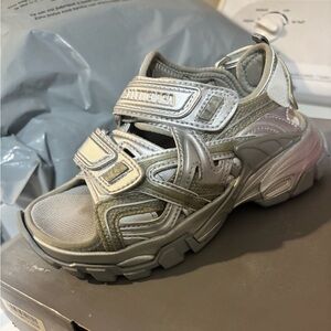 Balenciaga Kids Metallic Silver and Gray Sandals